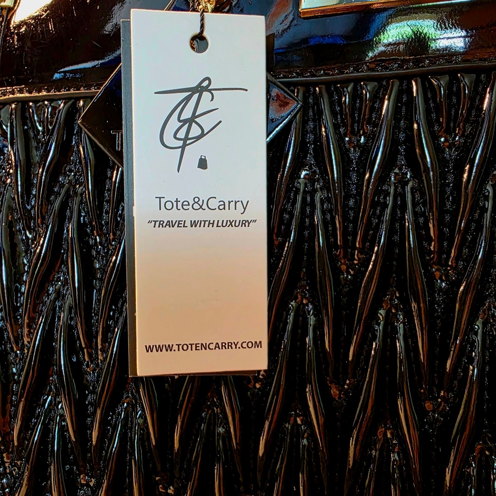 SALE!! Black Quilted Night Out Tote in Patent Leather by Tote & Carry NWT - Picture 8 of 9